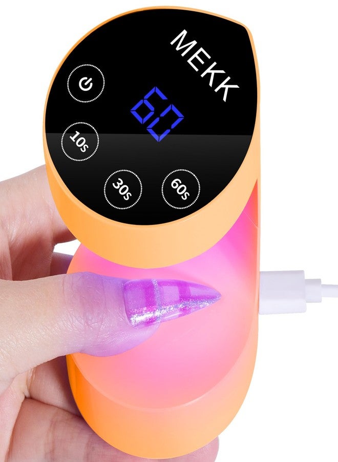 MEKK Mini UV Light for Nails,Peach-Shaped Mini LED Nail Lamp with Auto-Sensor,8 Beads,4 Timer,Professional Single Finger UV Light for Gel Nails Small Gel Nail Lights for Salon & Home DIY Use-Orange - Image 1